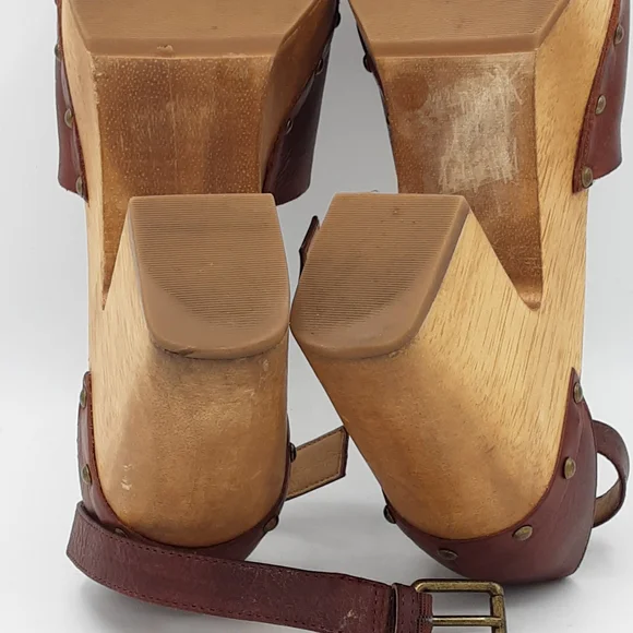 Lucky Brown Nelora Retro Boho Leather Upper Wooden Platform Heel - Picture 10 of 13